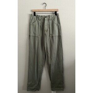 Mother Pants Womens 28 Green Curbside Utility Sneak High Waisted Button Fly